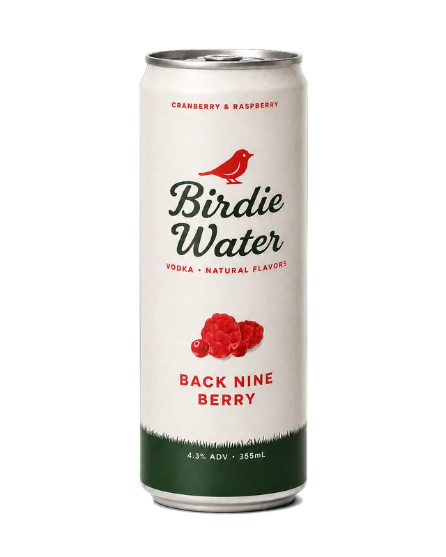 Birdie Water Back Nine Berry vodka seltzer can — cranberry and raspberry